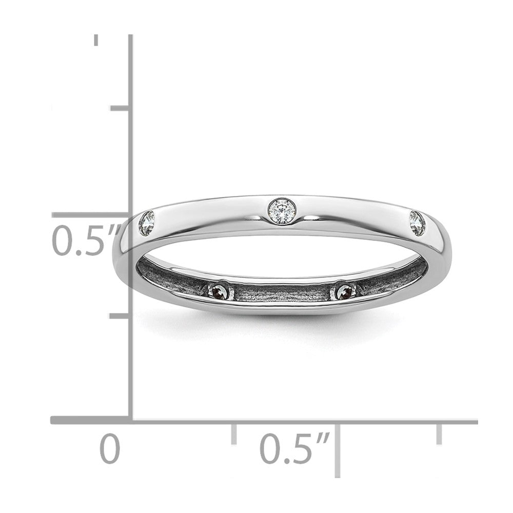 14k White Gold Polished Size 8.5 Bezel-set 1/10 carat Diamond Complete Eternity Band