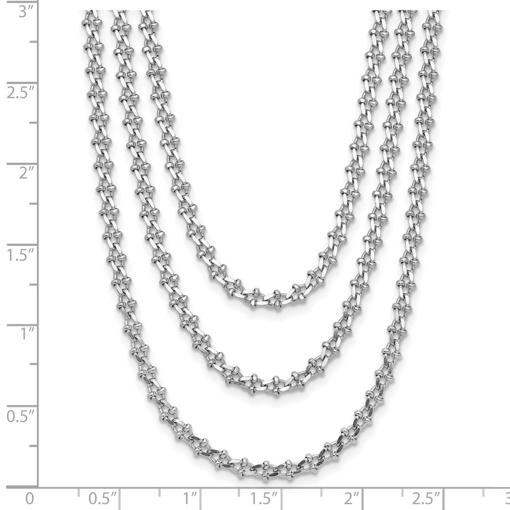 Sterling Silver Rh-plated Polished 3-Strand w/1.5in ext. Necklace