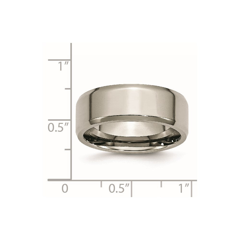 Titanium Polished 8mm Beveled Edge Band Size - 12