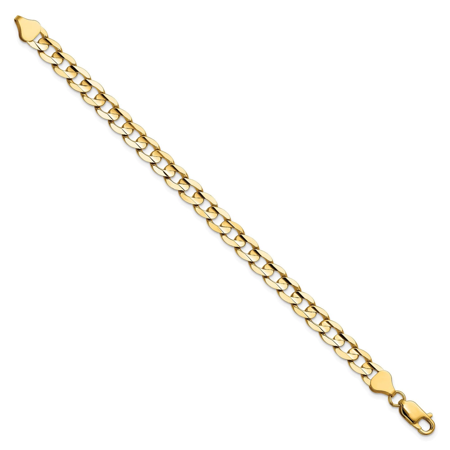 14K 9 inch 6.75mm Open Concave Curb with Lobster Clasp Chain