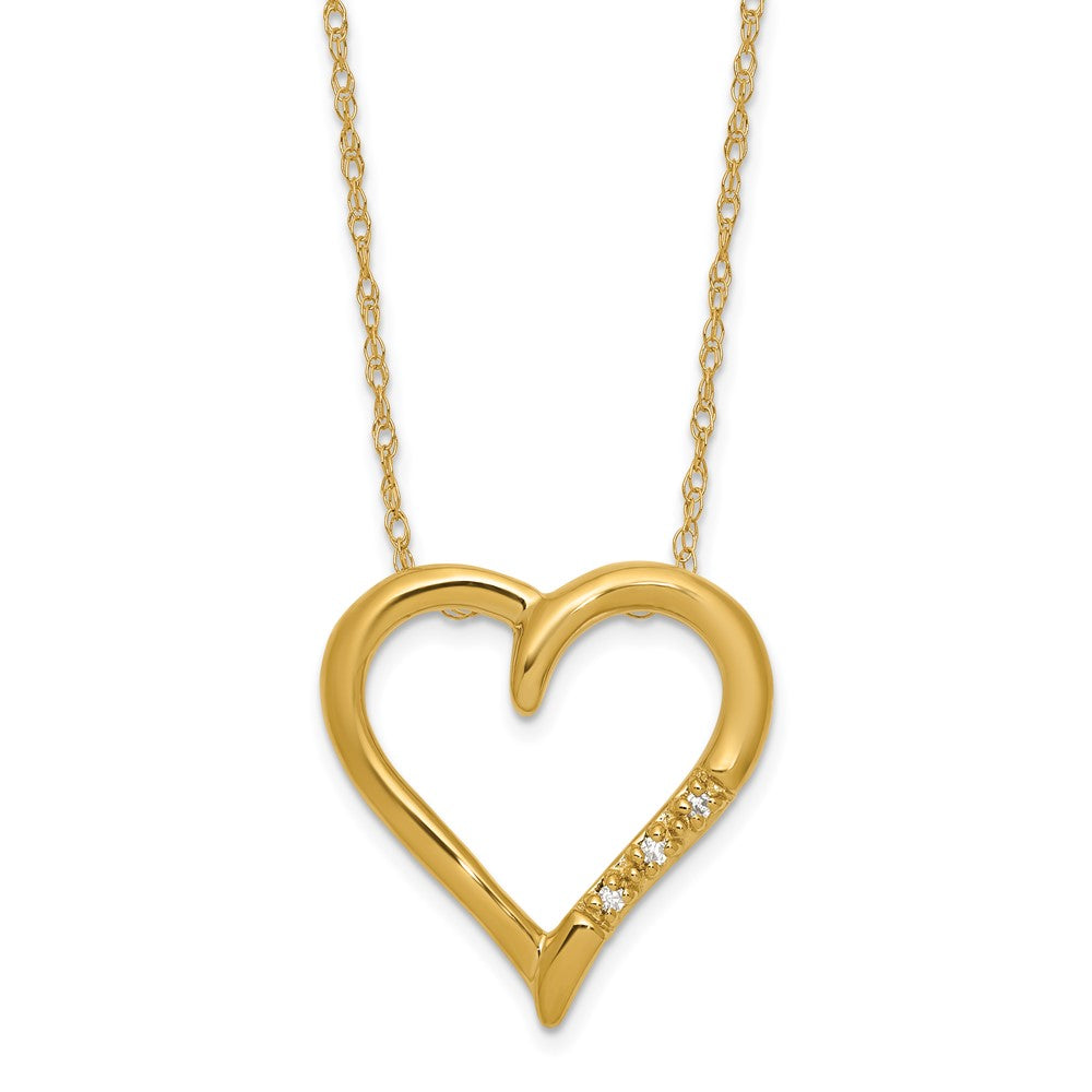 W/ chain,10K YG heart pendant, 3 - .005 Rd Dias - Dias:S43