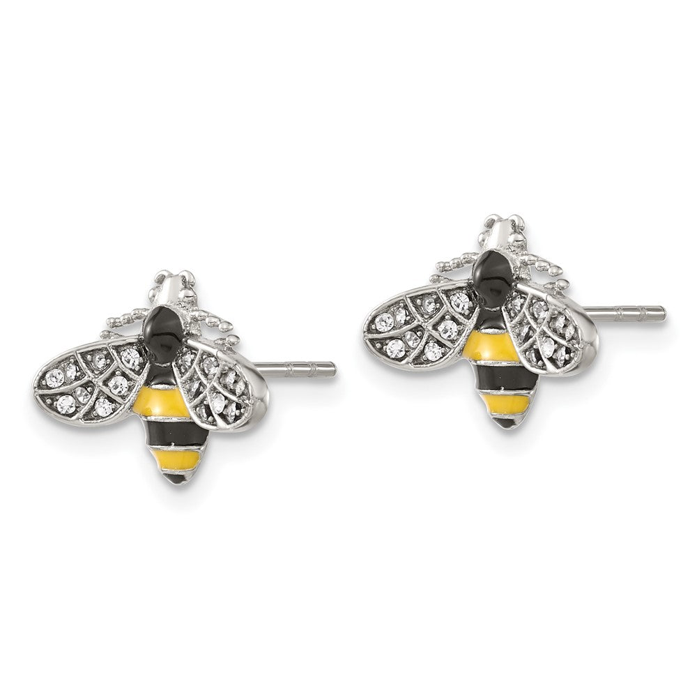 Stainless Steel Polished Preciosa Crystal Enameled Bee Earrings