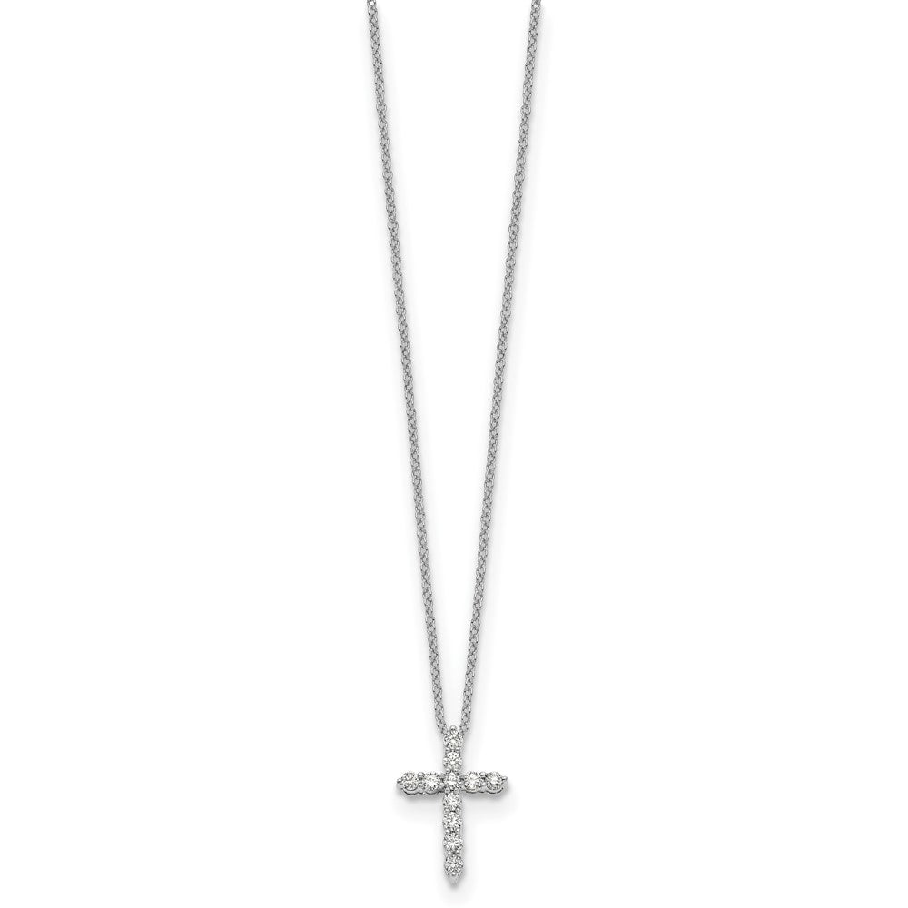 14k White Gold Diamond Cross 18 inch Necklace