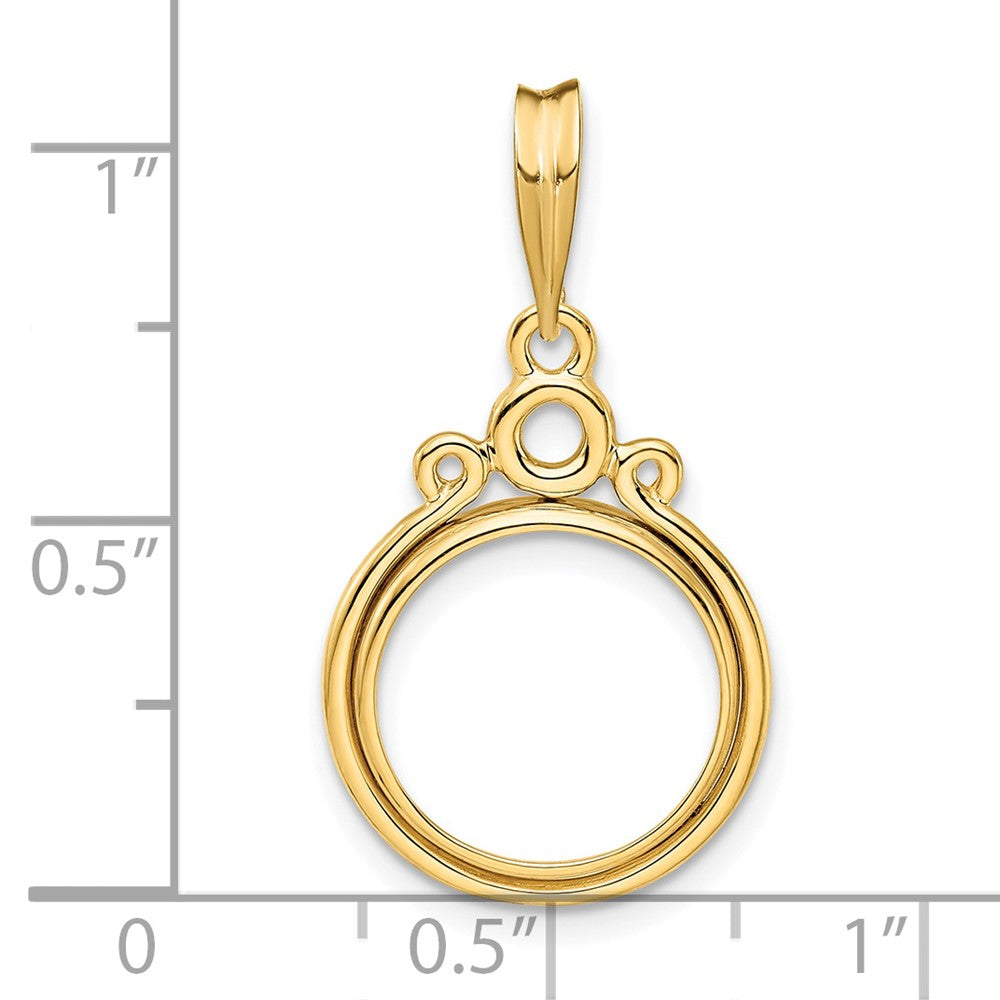 Wideband Distinguished Coin Jewelry 14k Polished Triple Circle Top 13.0mm Prong Coin Bezel Pendant