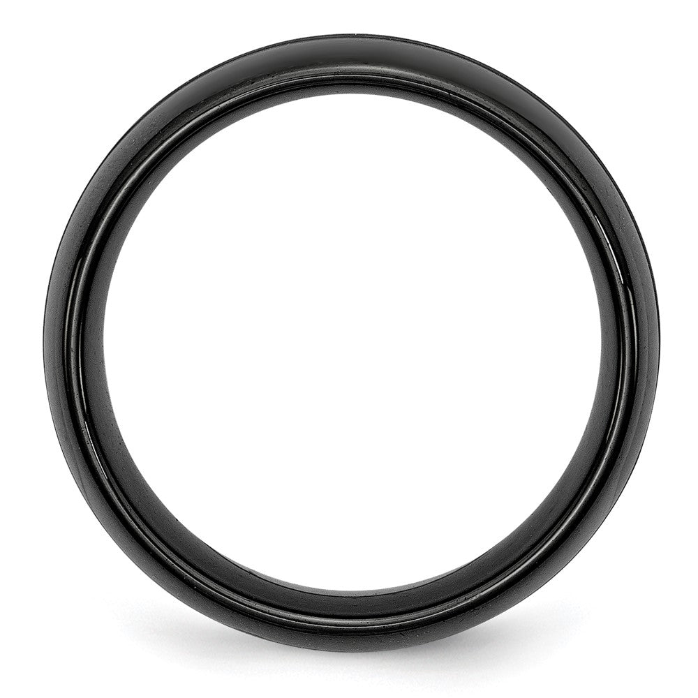 Ceramic Black 8mm Brushed and Polished Band Size - 12