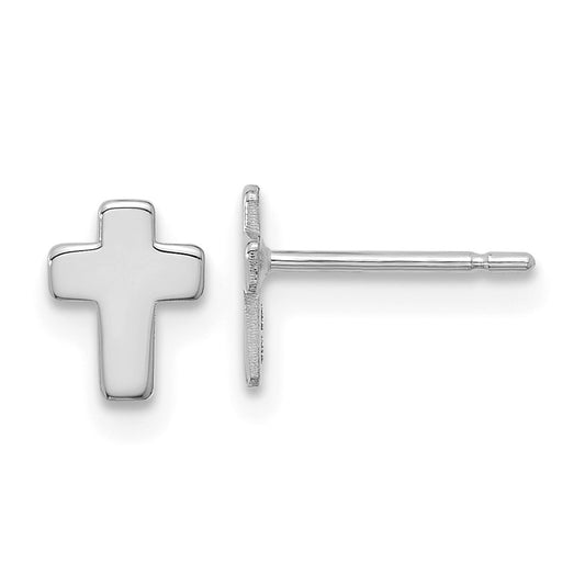 10k White Gold Polished Cross Post Earrings