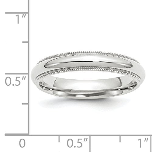 10k White Gold 4mm Milgrain Half Round Comfort Fit Wedding Band Size 11