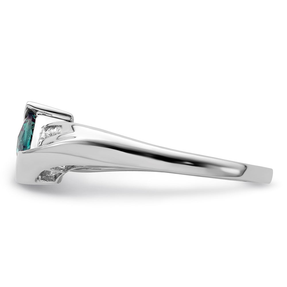 Sterling Silver CR Alexandrite & Diamond Ring