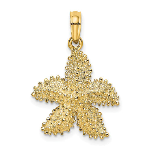 14K Textured Starfish Charm