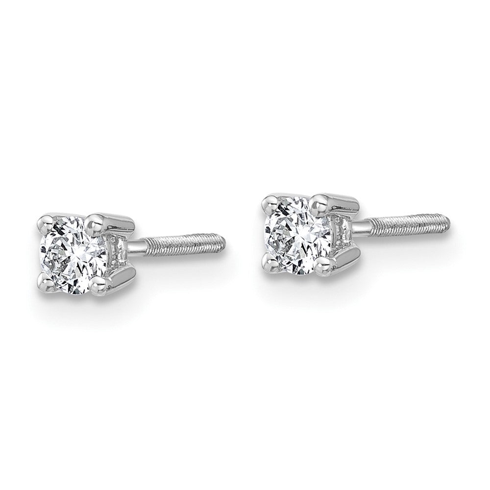 14k White Gold 1/4 ctw Lab Grown Diamond VS+ F+ Round 4 Prong Heavy Wt. Screwback Stud Earrings