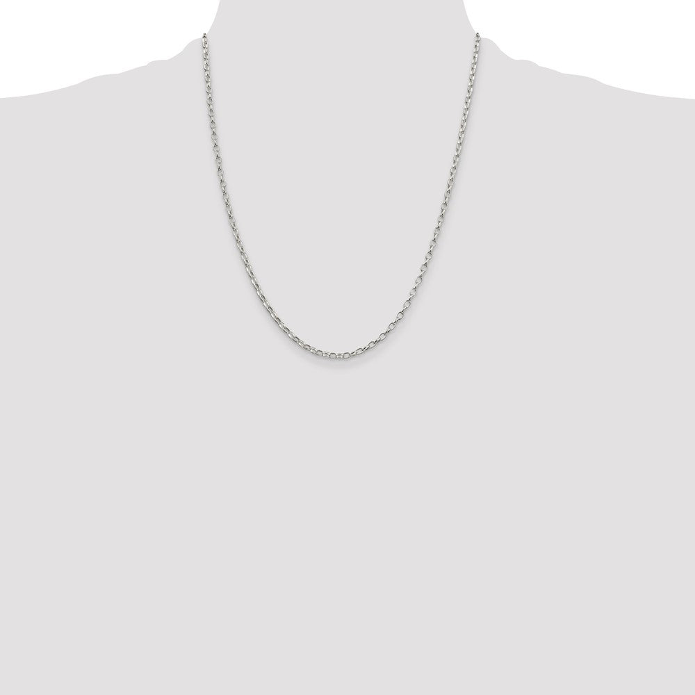 Sterling Silver 2.5mm Oval Fancy Rolo Chain 22 Inches