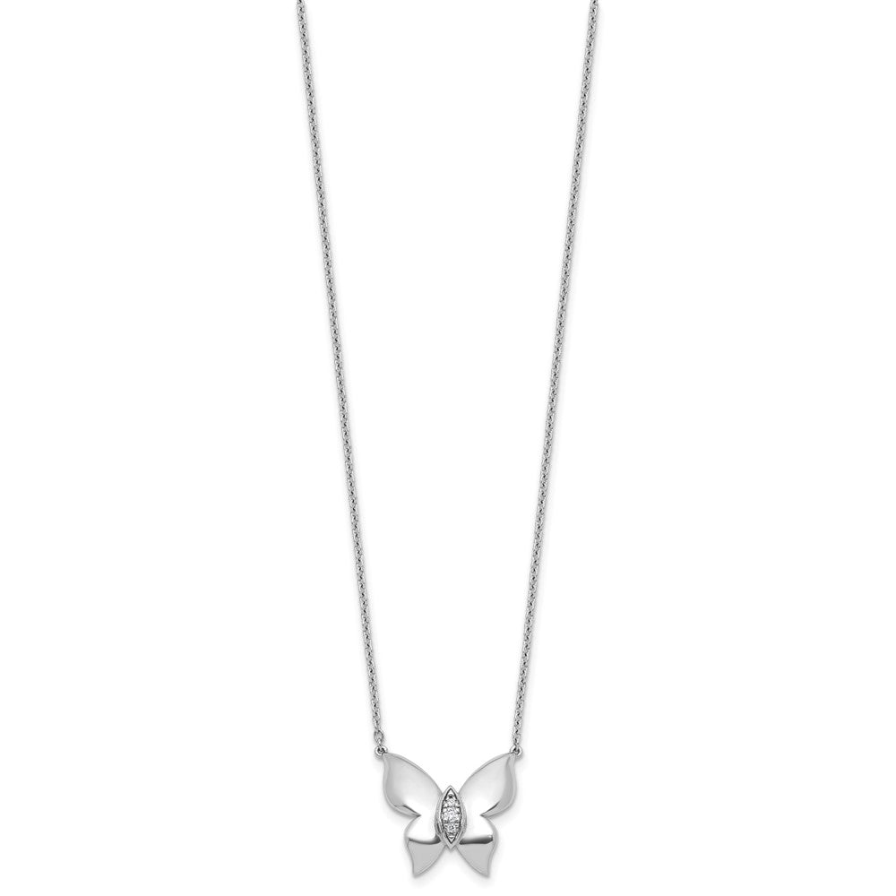 White Ice Sterling Silver Rhodium-plated Diamond Butterfly 18 inch Necklace plus 2 inch Extender 18 Inches