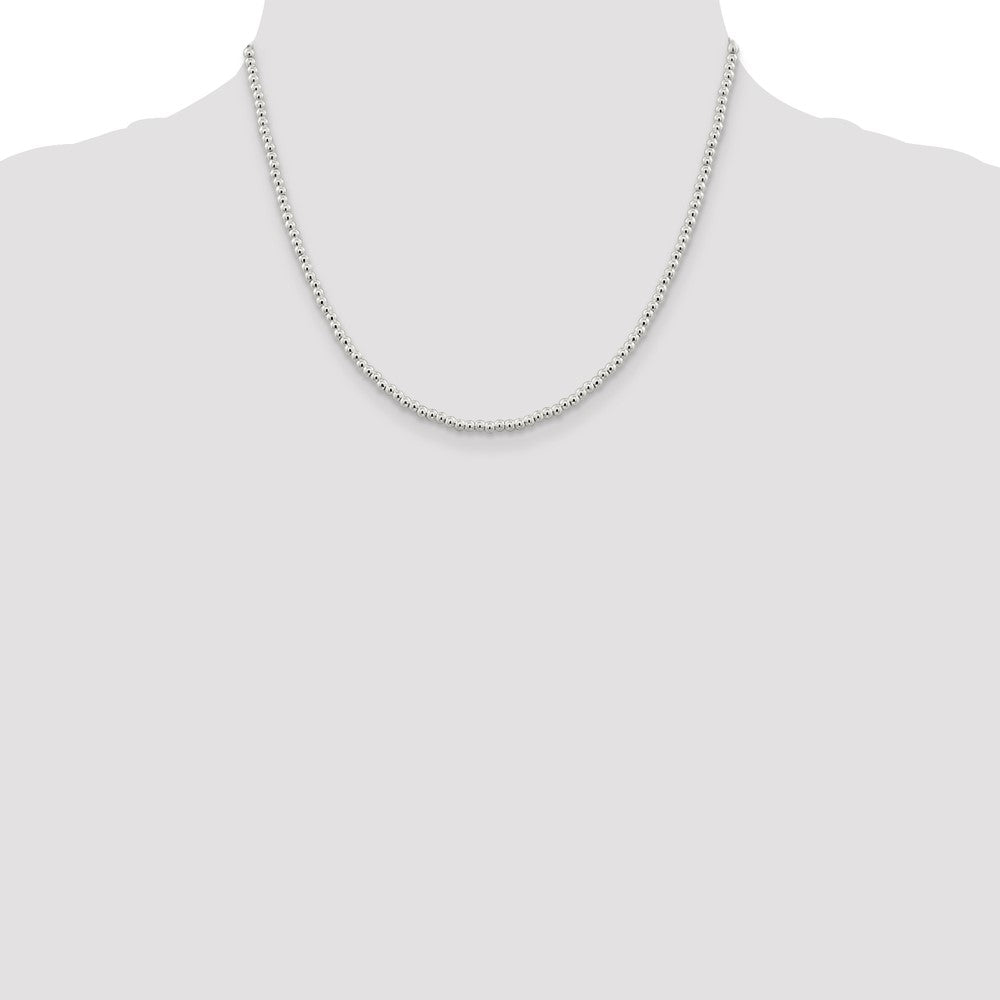 Sterling Silver 3mm Beads on Box Chain 18 Inches