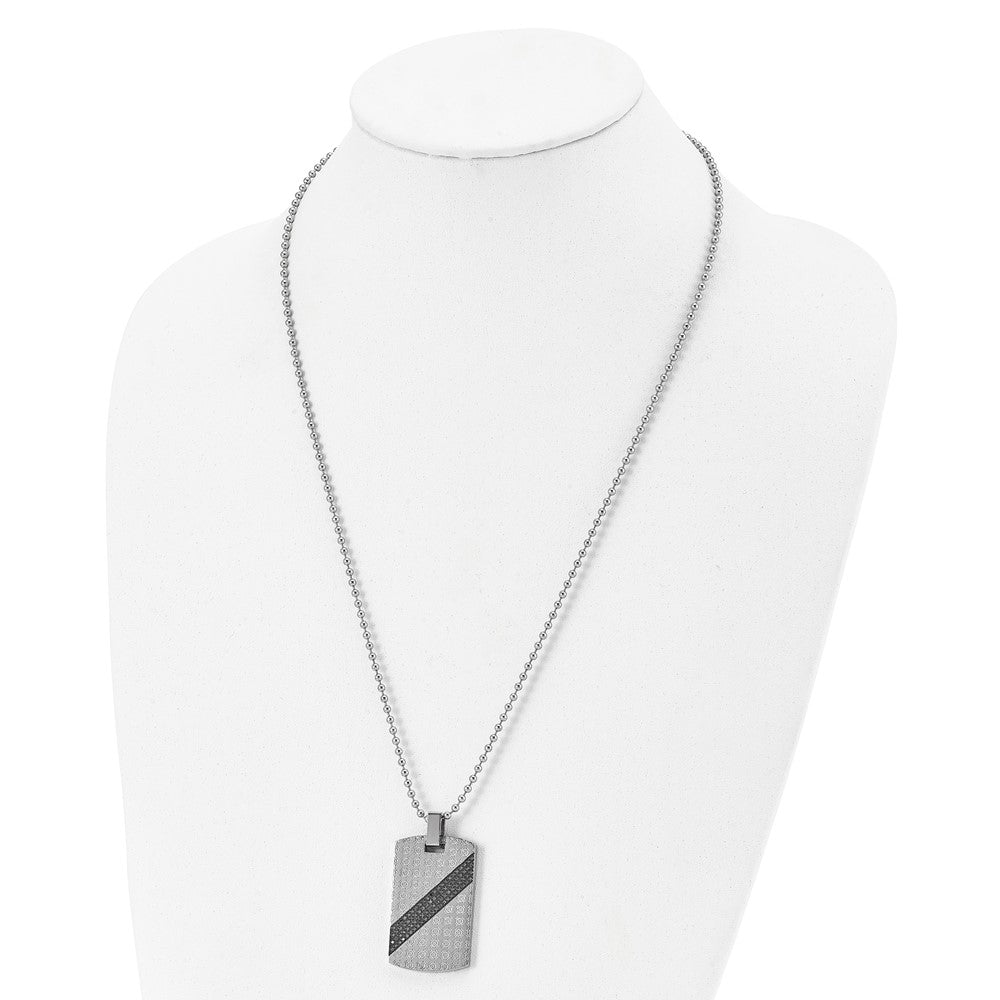 Stainless Steel Polished 1/2ct tw. Diamond Dog Tag 24in Necklace