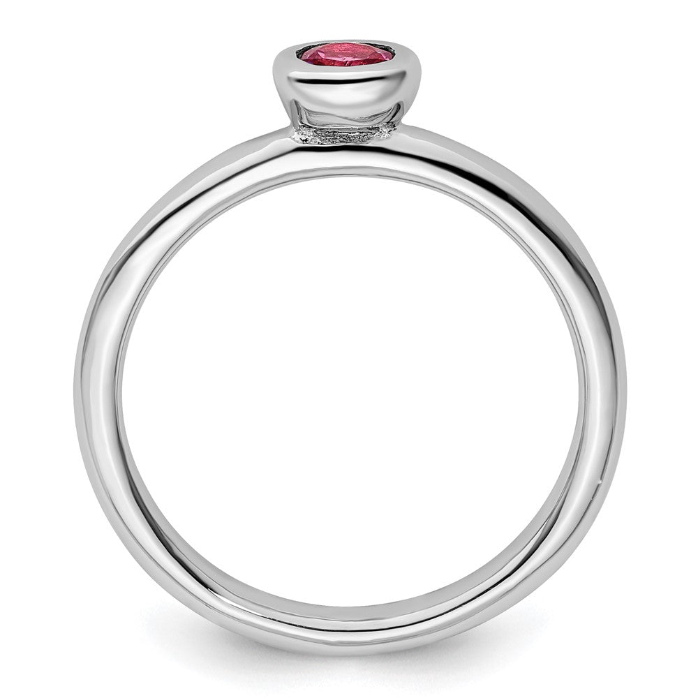 SS Stackable Expressions Low 4mm Round Pink Tourmaline Ring Size -5