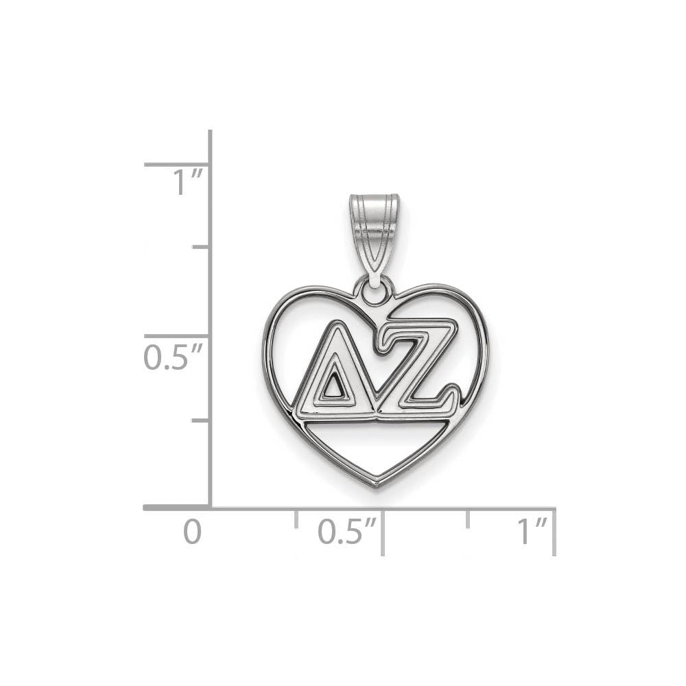 Sterling Silver Official Licensed Greek Sororities Delta Zeta (??) Heart Pendant