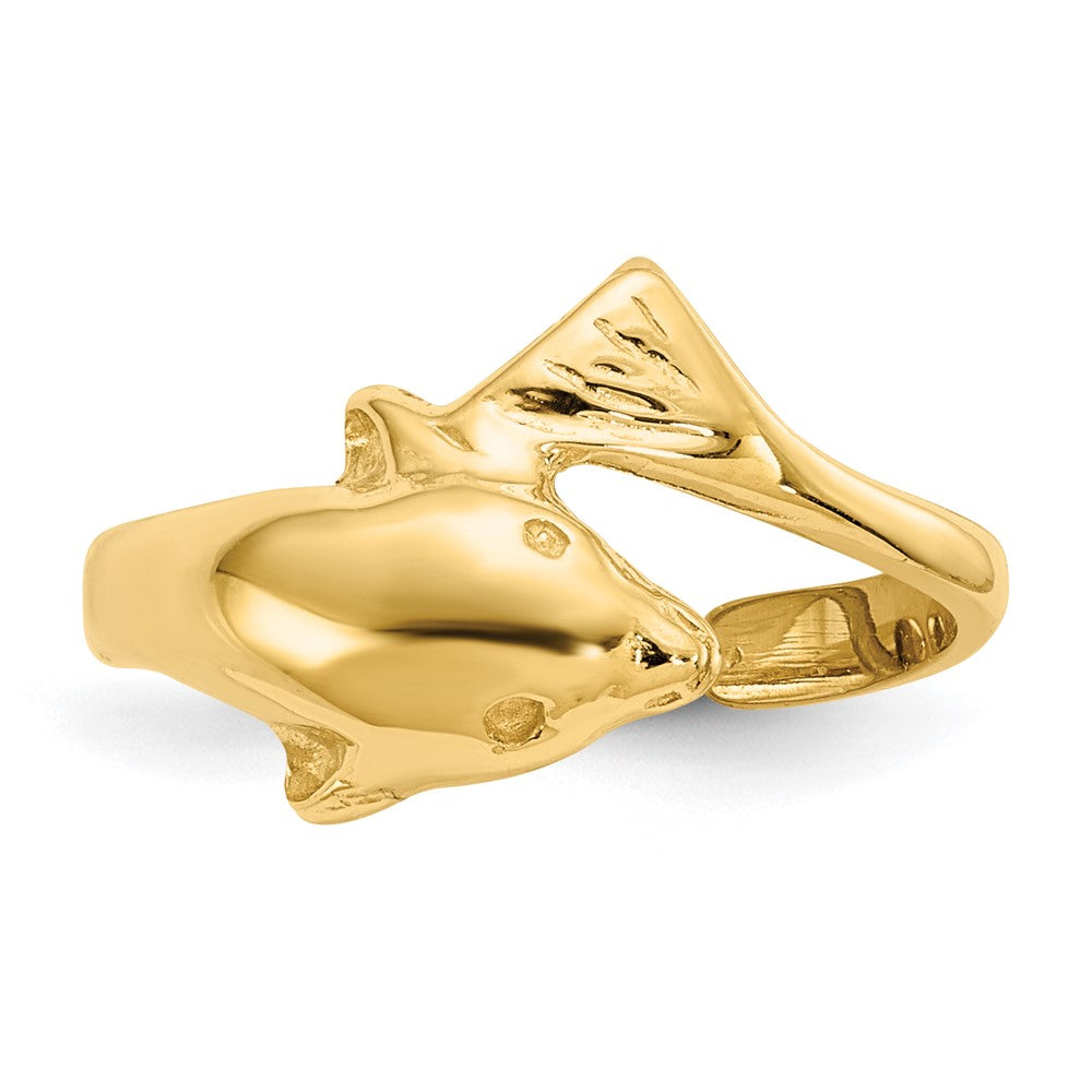 14k Gold Dolphin Toe Ring