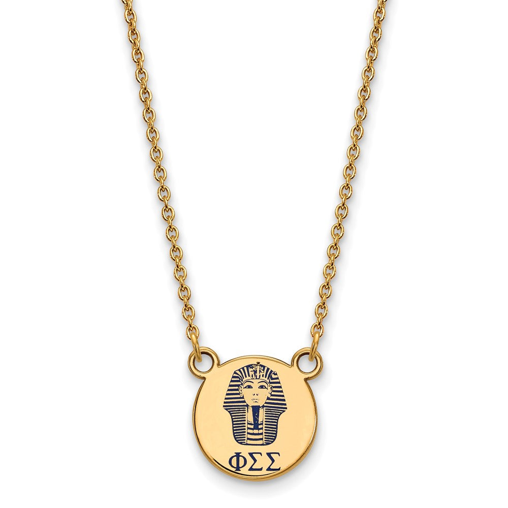 Sterling Silver Gold-plated LogoArt Phi Sigma Sigma Sorority Symbol Small Color Enamel Pendant 18 inch Necklace