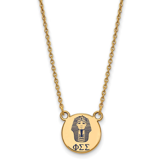 Sterling Silver Gold-plated LogoArt Phi Sigma Sigma Sorority Symbol Small Color Enamel Pendant 18 inch Necklace