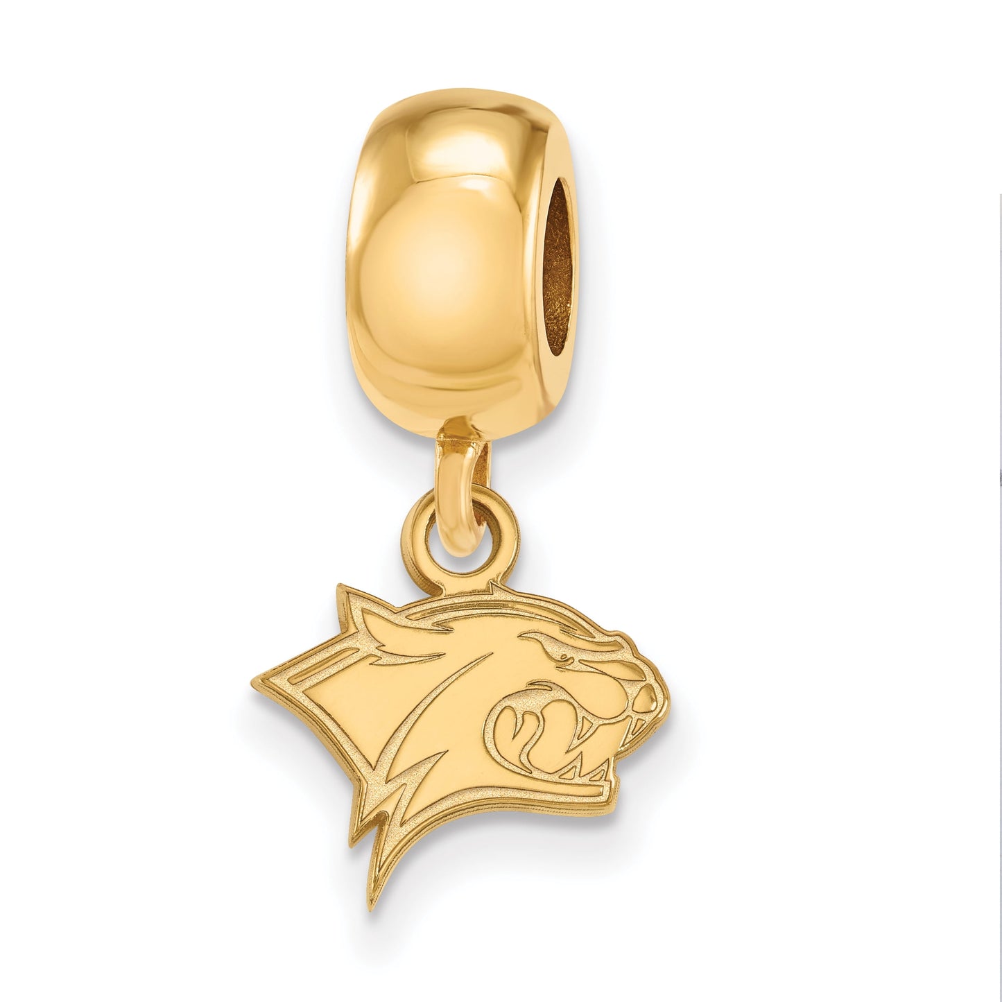Sterling Silver Gold-plated LogoArt University of New Hampshire Wildcat Extra Small Dangle Bead Charm