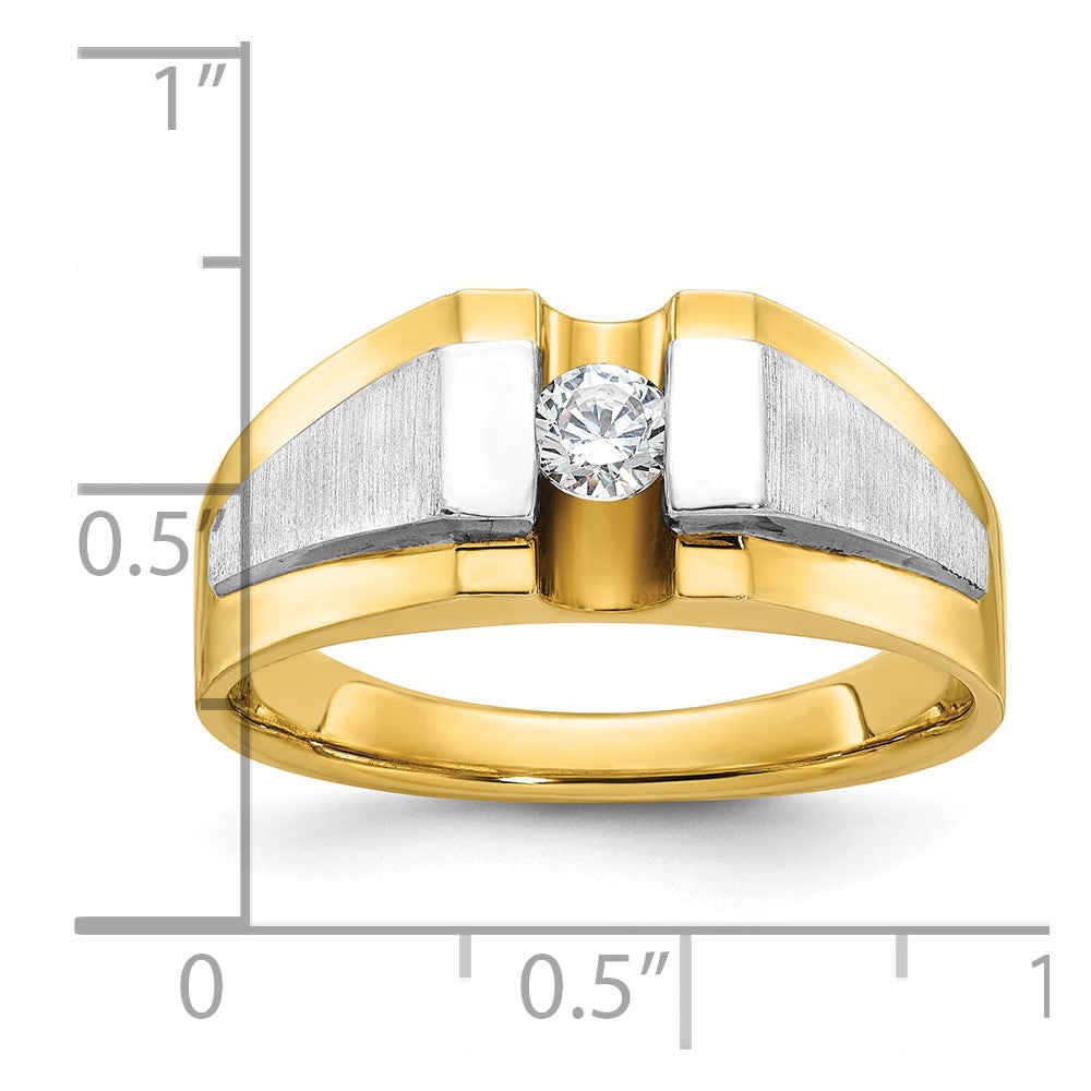 14k Two-tone IBGoodman Men's Polished and Satin Diamond Ring Mounting