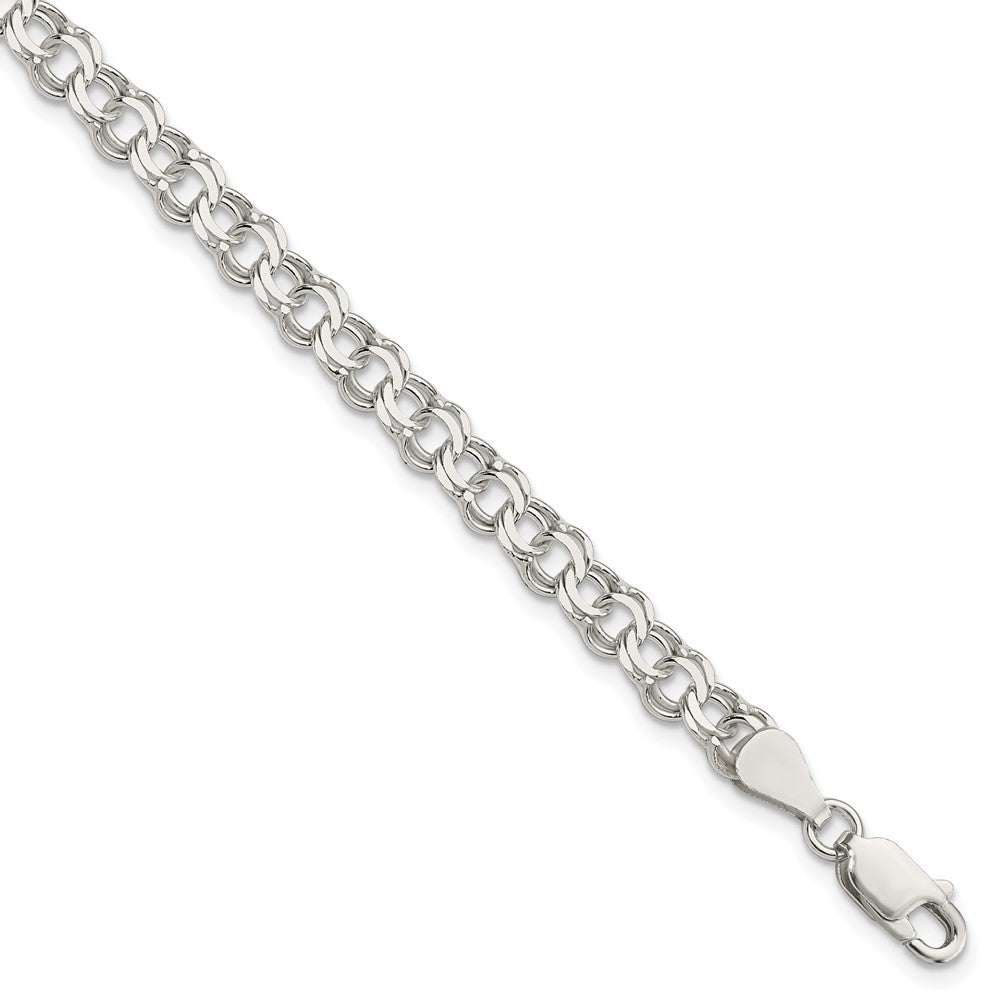 Sterling Silver 5.5mm Double Link Charm Bracelet 8 inches