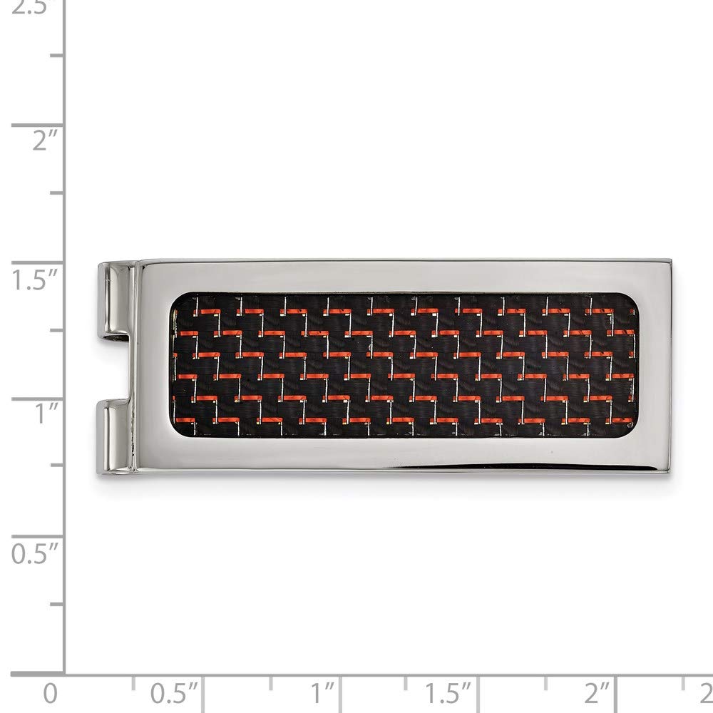 Primal Steel Stainless Steel Polished with Black and Red Carbon Fiber Inlay Money Clip