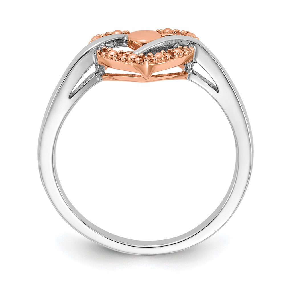Sterling Silver and Rose Plated Diamond Heart Ring