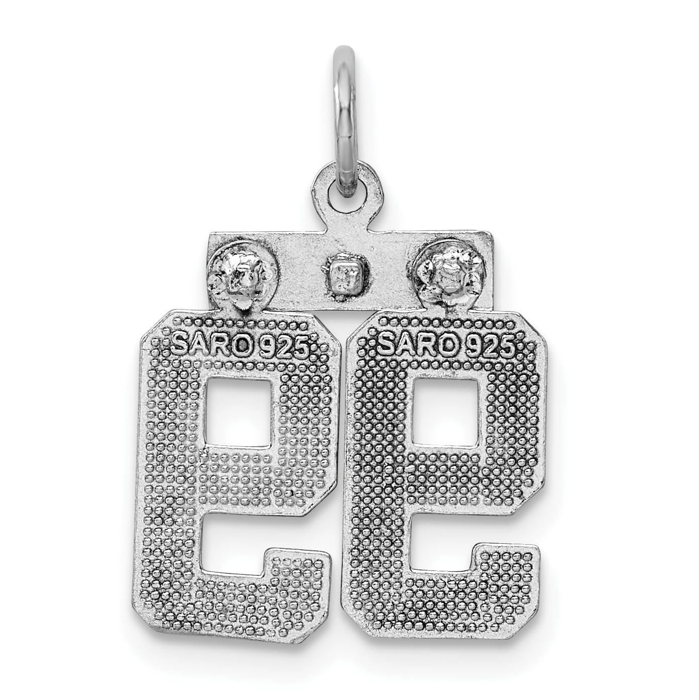 Sterling Silver Rhodium-plated Diamond-cut #99 Charm