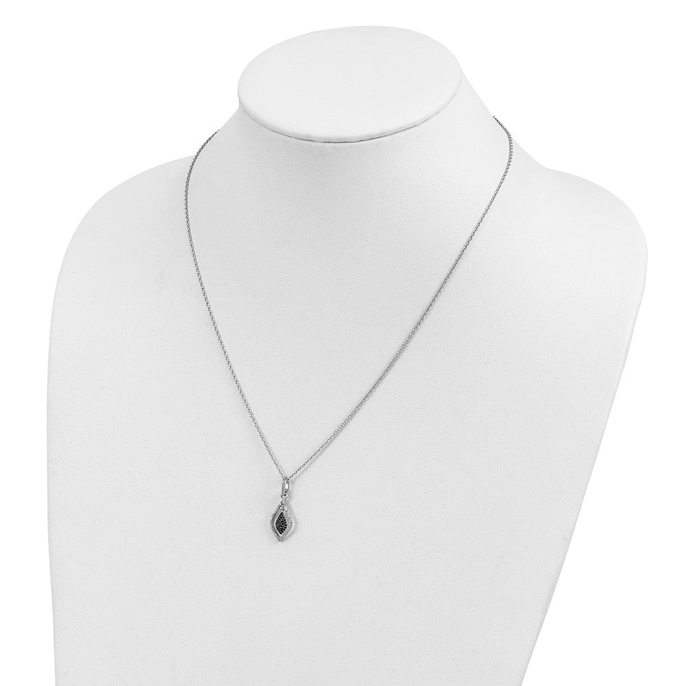 White Night Sterling Silver Rhodium-plated Black and White Diamond 18 Inch Necklace with 2 Inch Extender 18 Inches