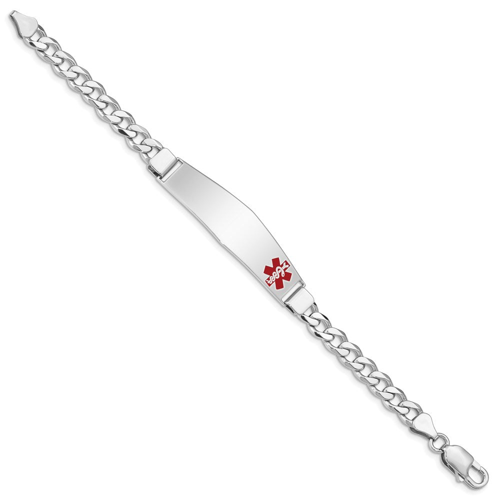 Sterling Silver Rhodium-plated Medical ID Curb Link Bracelet 8 inches