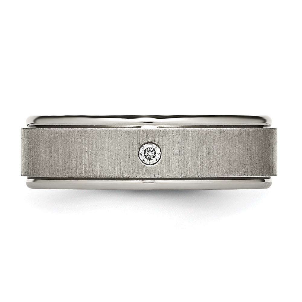 Titanium Brushed/Polished .05ct Diamond Rounded Edge 7mm Band Size - 9