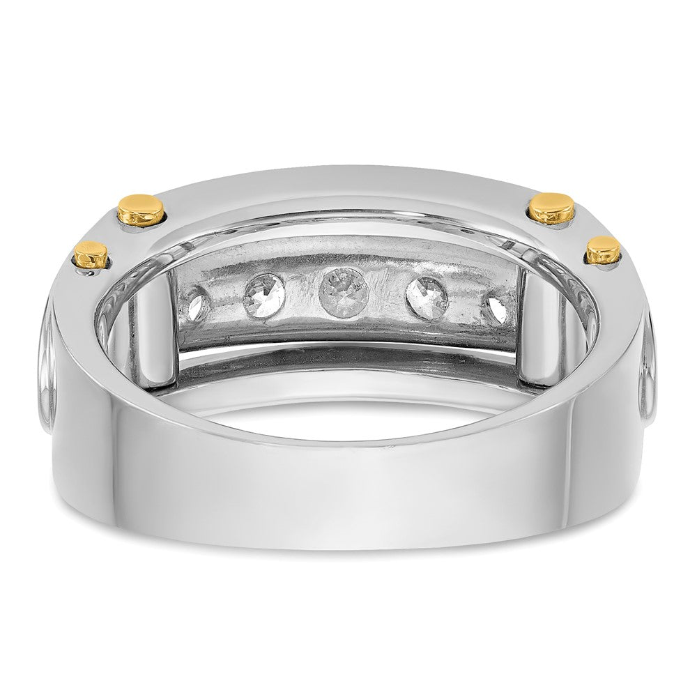 IBGoodman 14k Two-tone 1 carat Lab Grown Diamond VS/SI+ G+ Five Stone Complete Polished and Cut Out Men's Ring