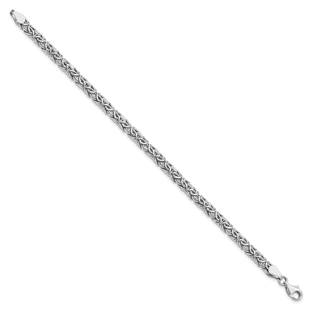 14K White Gold Polished Fancy Link Bracelet 7  inches
