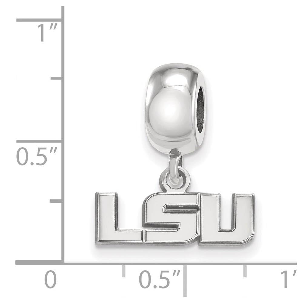 Sterling Silver Rhodium-plated LogoArt Louisiana State University L-S-U Extra Small Dangle Bead Charm