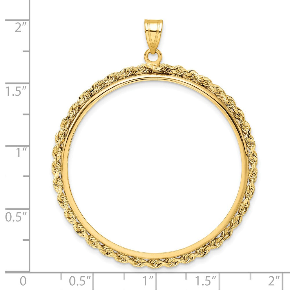 Wideband Distinguished Coin Jewelry 14k Polished Rope 37.0mm Prong Coin Bezel Pendant