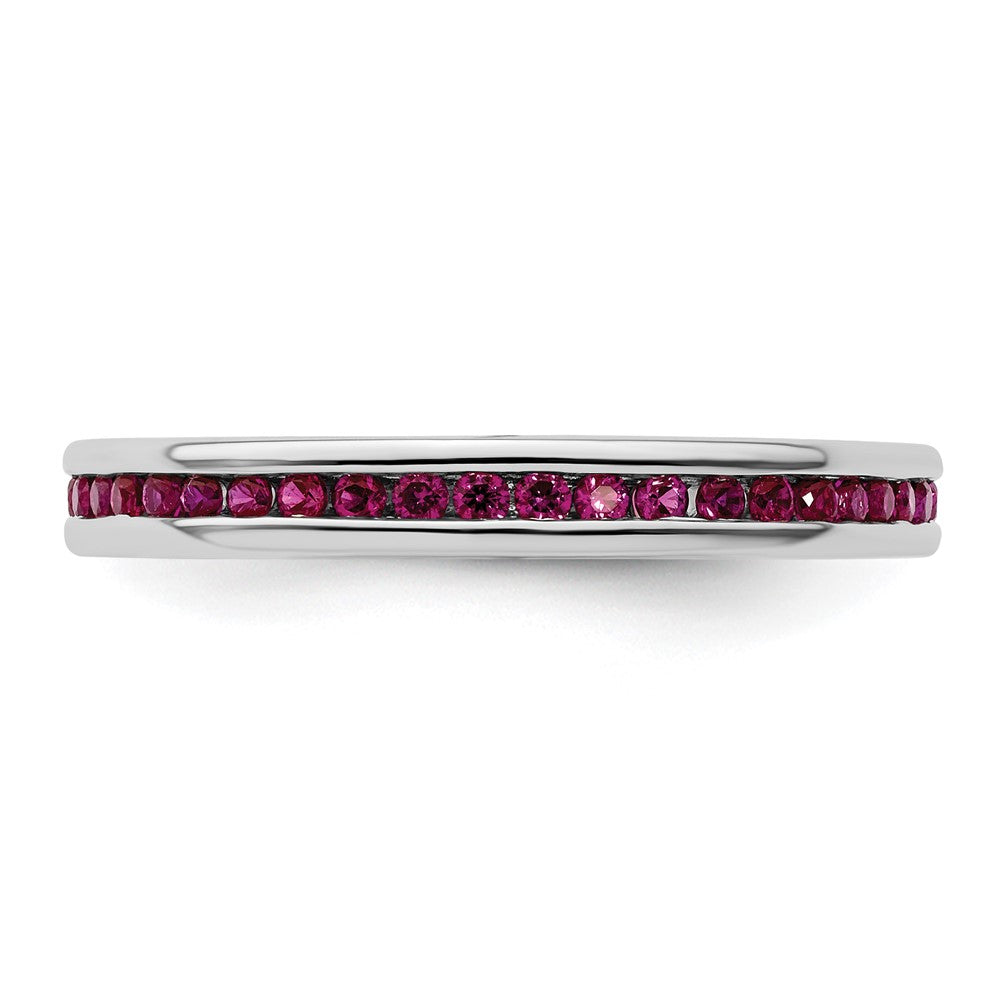 Sterling Silver Stackable Expressions Polished Created Ruby Ring Size -7