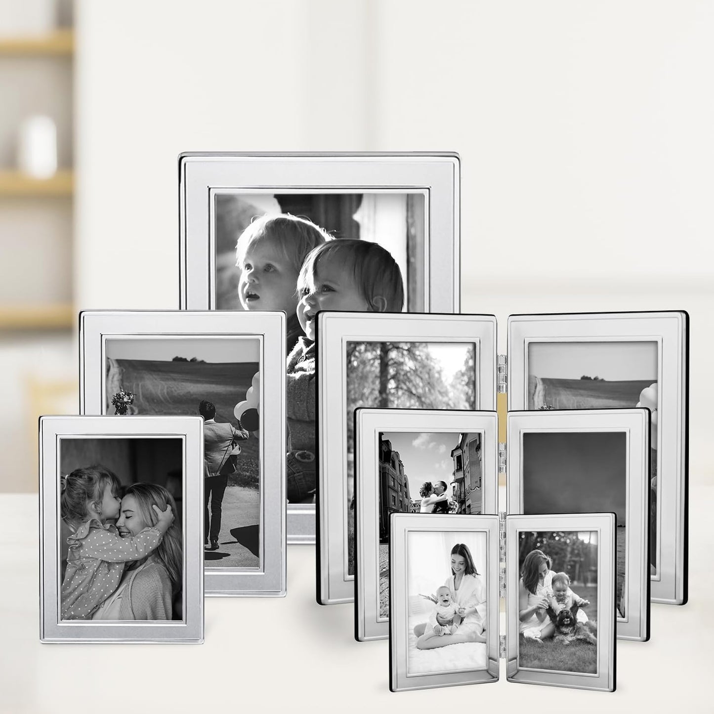 Siena Dbl Border Plain Frame Silver 5x7