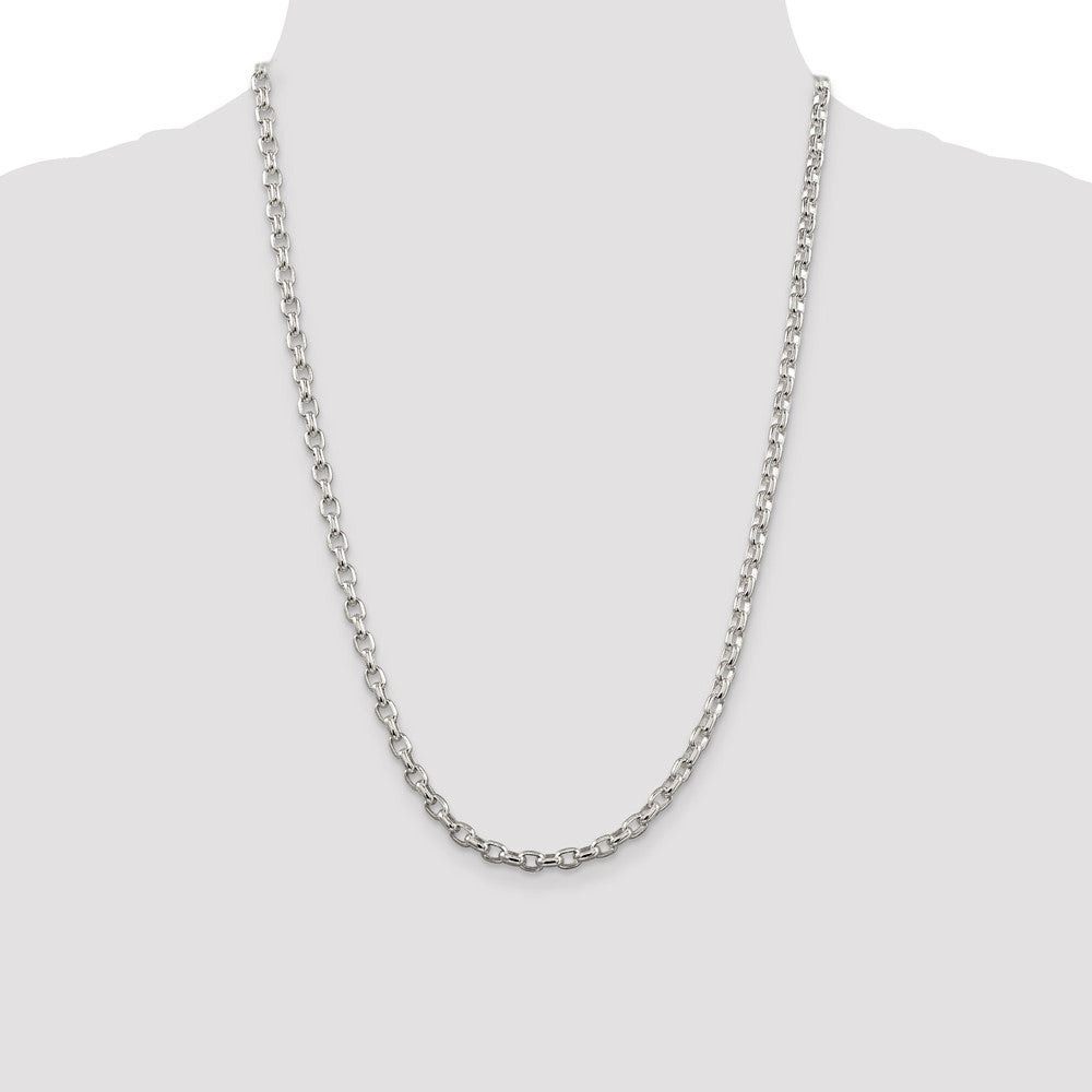 Sterling Silver 4.4mm Oval Fancy Rolo Chain 24 Inches