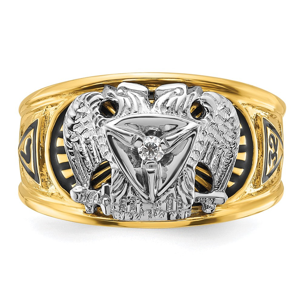 IBGoodman 14k Two-tone Men's Polished and Textured 32nd Degree Scottish Rite Masonic Ring Mounting