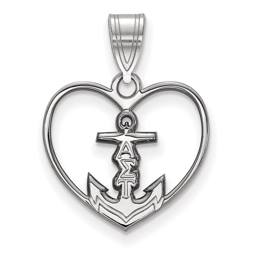 Sterling Silver Official Licensed Greek Sororities Alpha Sigma Tau (???) Heart Pendant