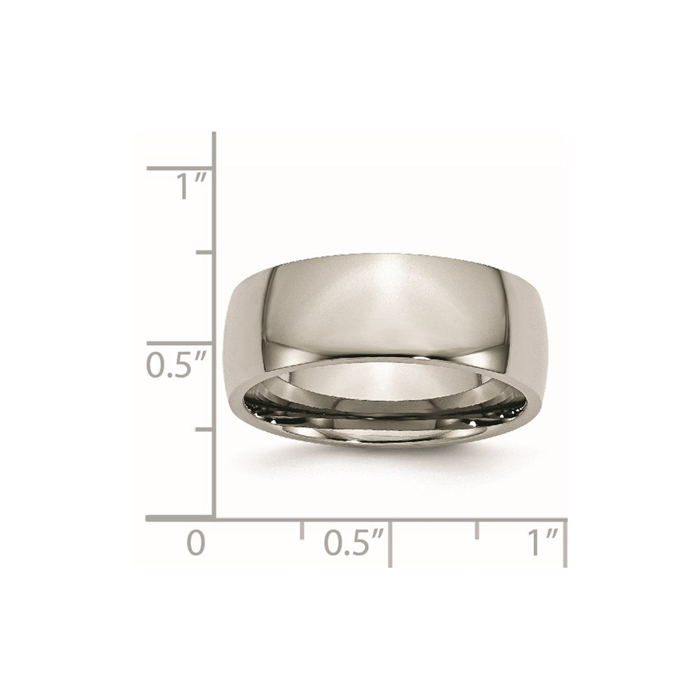 Titanium Polished 8mm Half Round Band Size - 8.5