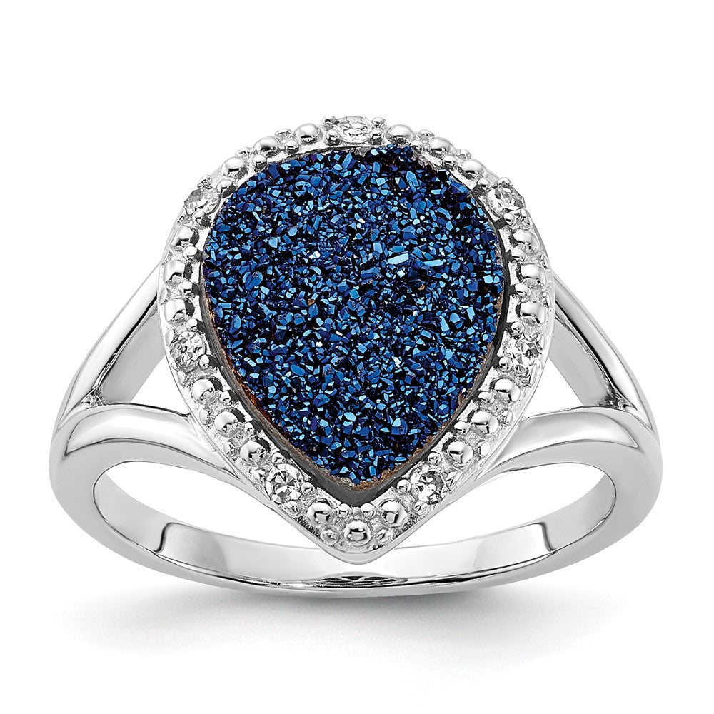 Sterling Silver Blue Druzy Quartz Ring