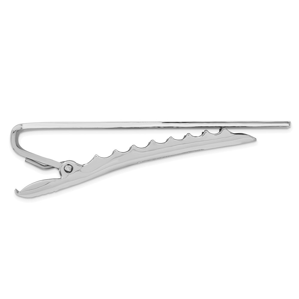 Kelly Waters Rhodium-plated with Criss Cross and Oval Center Tie Bar