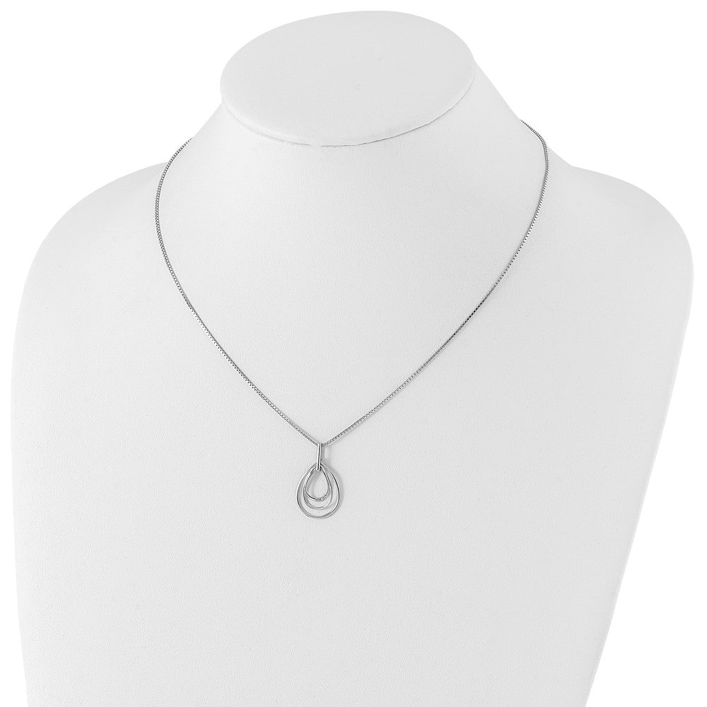 White Ice Sterling Silver Rhodium-plated 18 Inch Diamond Fancy Teardrop Necklace with 2 Inch Extender 18 Inches