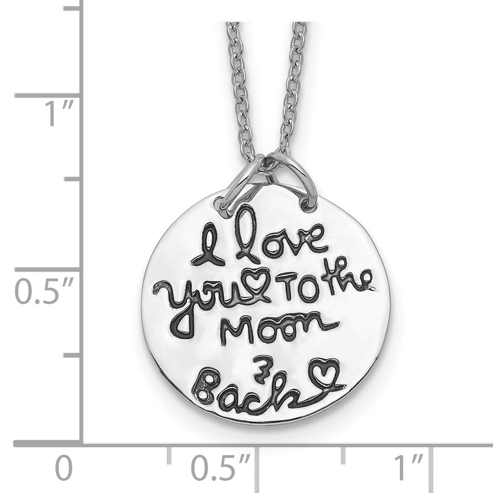 Sterling Silver Rhodium-plated Antiqued MOON AND BACK Necklace 18 Inches