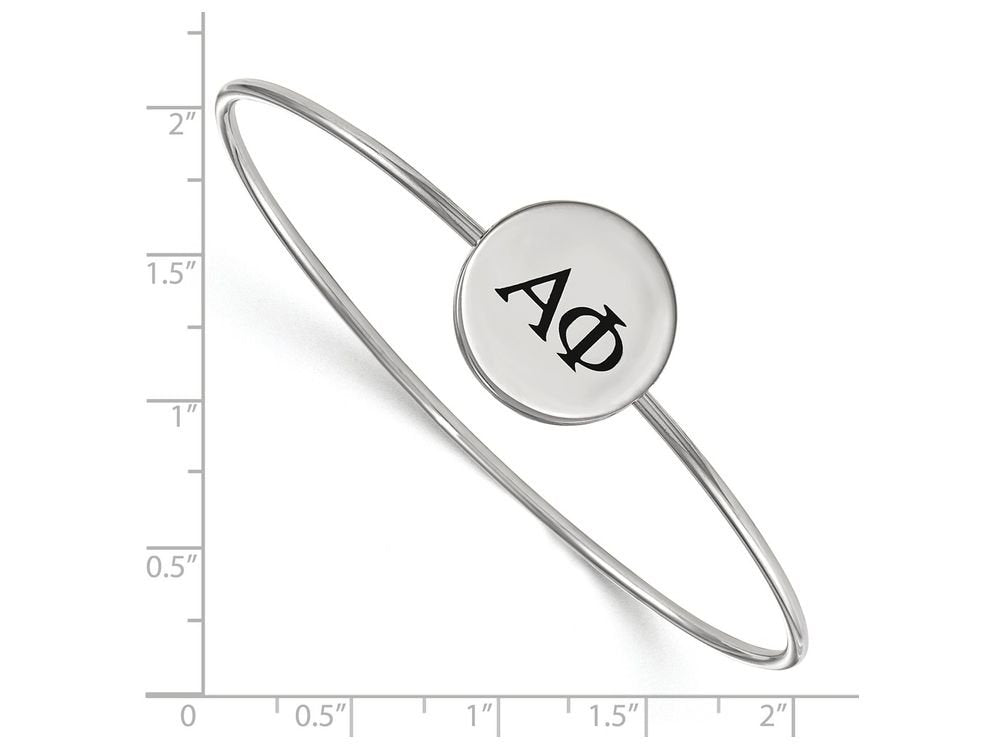 Sterling Silver Official Licensed Greek Sororities 7in Alpha Phi (??) Enameled Slip-on Bangle