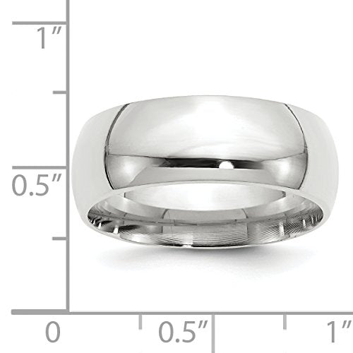 10k White Gold 8mm Standard Weight Comfort Fit Wedding Band Size 13