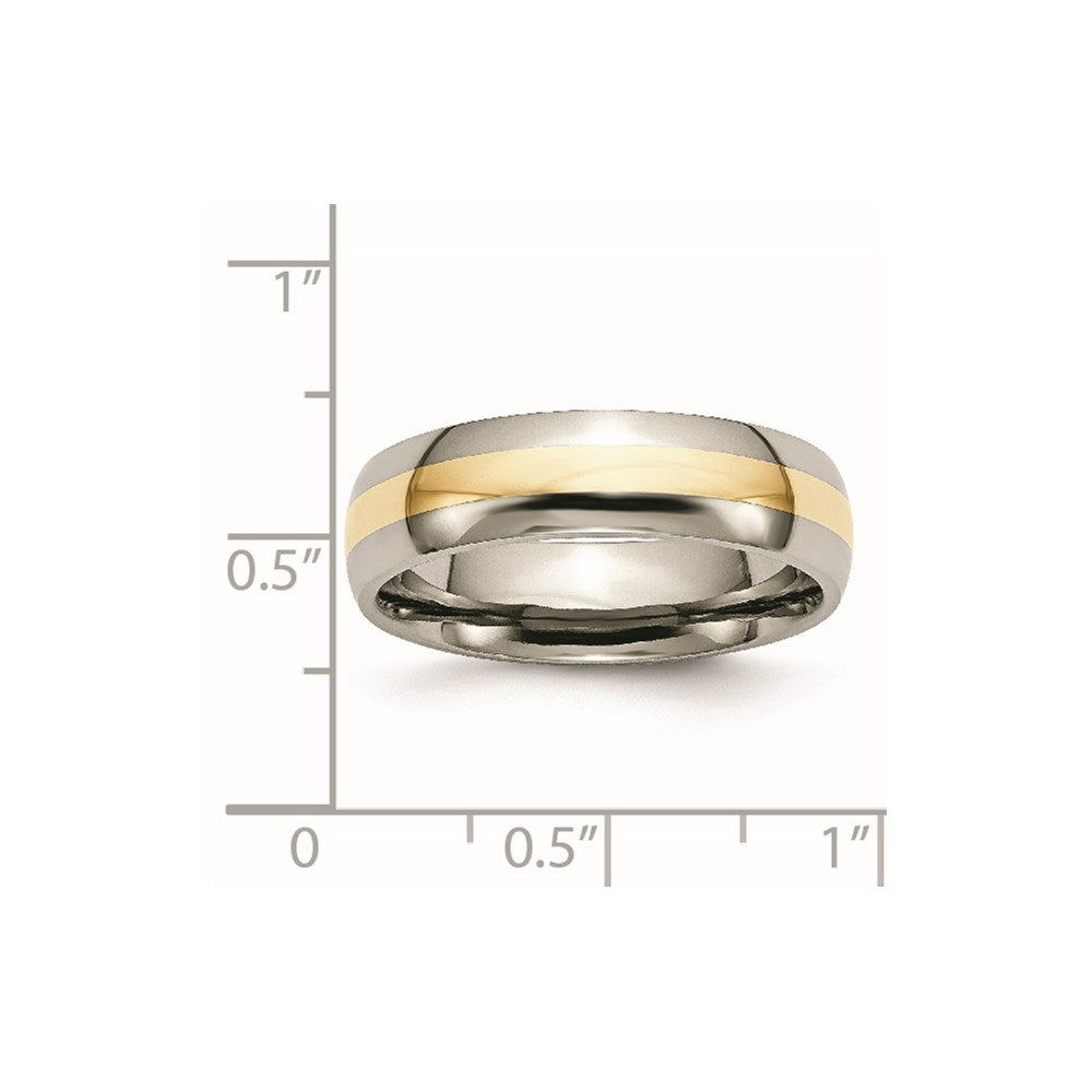 Titanium Polished w/14k Yellow Inlay 6mm Band Size - 9.5