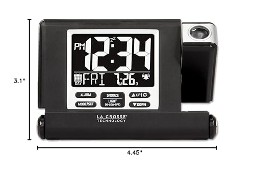 La Crosse Technology 616A-56647-INT Travel Projection Alarm with Fold Out Stand, Black